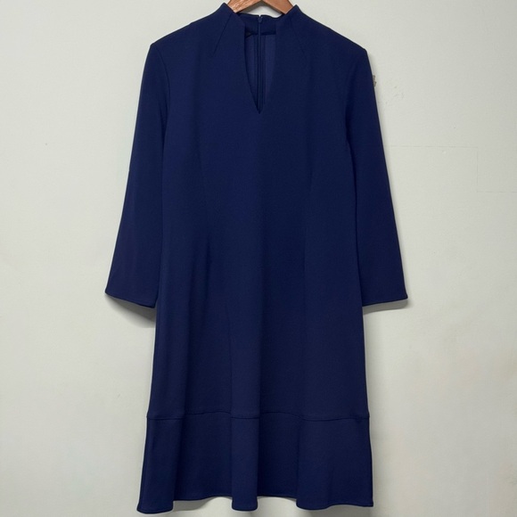 Ming Wang Deco Crepe Cocktail Dress Navy Small - Picture 1 of 5
